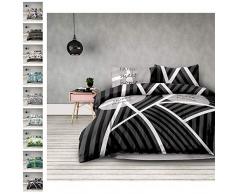 AmeliaHome Averi Parure de lit 3 piÃ¨ces en Coton Motif Sweet Home Dark Noir 220 x 240 cm + 2 x 63 x 63 cm