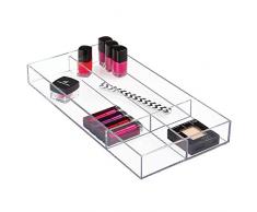 iDesign box maquillage, grande boite rangement plastique sans BPA avec 4 compartiments pour les cosmétiques, idéal comme organisateur de maquillage, transparent