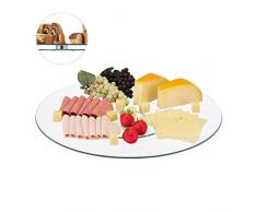 Relaxdays 10027773 Service, Plateau tournant, Assiette présentation Verre pâtisserie, 360°, 45 cm, Transparent/Argent