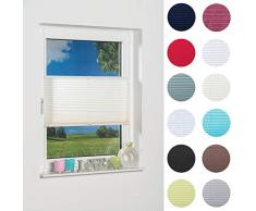 Khome - Store plissé à Fixer, Polyester, Ivoire, 105 x 130 cm