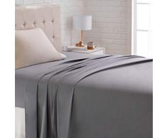 AmazonBasics Drap plat satinÃ©, 180 x 260Â cm, Gris foncÃ©