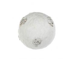 EUROCINSA Ref.27122 Boule Pendentif Blanche en rotin Brillant avec incrustations de Pommes de pin 20 cm de diamètre 3 unités, 20 cm