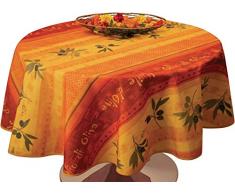 Le linge de Jules Nappe Anti-Taches Olivo Rouge - Taille : Ovale 150x240 cm