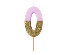 Talking Tables Bougies dorees et Roses a Paillettes 0 an Pour un Gateau | Ideal comme accessoire danniversaire