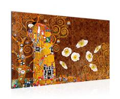WTD 021514a Impression murale sur toile non tissÃ©e Motif Gustav Klimt le Kuss Marron 70 x 40 cm Format XXL