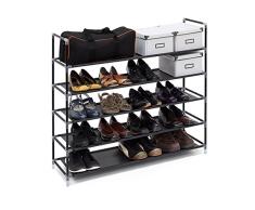 Relaxdays 10019128 Ãtagère à chaussures meuble souliers bottes étages niveaux 5 niveaux jusquà 25 paires maximum environ Dimensions HLP 90,5 x 87 x 29,5 cm, noir
