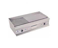 Helloshop26 Plancha Ãlectrique Nervurée-100Cm-2 X 3.2Kw Acier INOX Professionnel