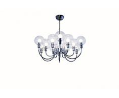 SP Light and Design Diva Suspension 12 B + R, structure chromée, verre transparent, lampe 4 W