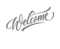 Welcome Sticker Mural repositionnable avec Inscription en Allemand Willkommen Gris 140 x 49 cm
