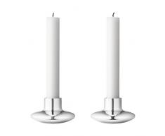 Georg Jensen Henning Koppel Lot de 2 bougeoirs en Acier Inoxydable Poli Effet Miroir - Taille S