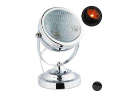 Relaxdays 10028377_55 lampe de table dans un look projecteur,vintage retro salon et loft, H x D: 26 x 19 cm, argentée, métal, verre, 1