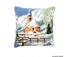Kit coussin au point de croix Eglise