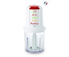 Moulinex AT710131 Mini Hachoir Ãlectrique Multi Moulinette 3 en 1 Hacher Mixer Emulsionner Mayonnaise Viande Légumes Herbes Epices Fruits Secs 2 Vitesses 400W Blanc