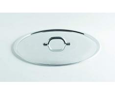Pentole Agnelli FAMA2916 Couvercle Plat avec poignée, Bord et Pont, Type Lourd en Aluminium BLTF, Argent Poli, 60 cm