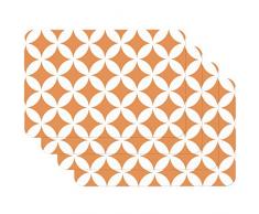 Venilia Set de table ELIOTT ORANGE, 45 x 30 cm, 4 pcs, antidérapant résiste à la chaleur et fait, Polypropylène, 59054