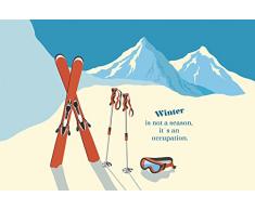 Papier Peint poster panoramique SKI 4 x 2,70 m | Déco et photo murale XXL Qualité HD Scenolia