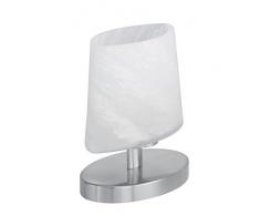 Trio Leuchten Lampe de table halogène en nickel mat et verre albâtre blanc avec 1 ampoule G9 28 W, avec Touch de me, hauteurâ¯: 18 cm 592000107