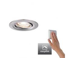 Paulmann 92972 LED Nova Mini Plus Coin EasyDim Rond orientable INCL. 1x4,2 Watts gradable Spot Plafond Acier brossé Lampe encastrée Aluminium Blanc Chaud 2700 K, 4.2 W