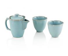 Tea Soul B6021247 Service ThÃ©iÃ¨re et 2 Tasses Porcelaine Bleu
