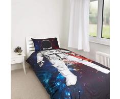 Zappi Co Parure de lit Simple avec Housse de Couette et taie doreiller Motif Astronaute