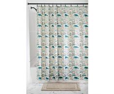 InterDesign Maritime rideau douche, rideau de baignoire chic à Åillets 183,0 cm x 183,0 cm en polyester, rideau de bain à motif maritime, multicolore