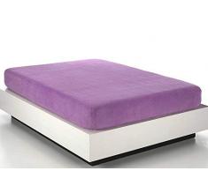 SABANALIA Drap-Housse Ajustable en Coraline Lit 200 cm Lilas