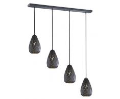 Trio Leuchten 301300442 Lampe Suspendue, Métal, Anthrazit/Goldfarbig