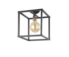 ONLI -Plafonnier style urbain Floki en métal noir avec support de lampoule couleur cuivre