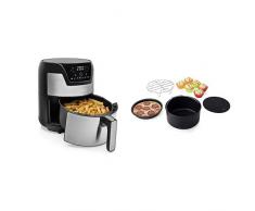 Princess Friteuse Digitale Aerofryer XXL, 182026, 4,5 L, Habillage en Acier Inoxydable, Noir + Lot daccessoires pour friteuse Aerofryer 4.5 L + 5,2L, Comprenant 10 piÃ¨ces