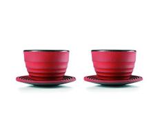 IBILI 624450 Set 2+2 Gobelets avec Assiette Hanoi, Acier, Rouge, 5 x 8 x 10 cm