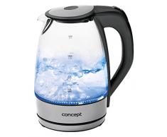 Concept Hausgeräte rk4030 Verre bouilloire 1,7 L, 2200 W, éclairage LED, Filtre Anti Calcaire, en acier inoxydable/verre