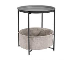 AmazonBasics Table dappoint ronde de rangement - Gris anthracite avec tissu gris chinÃ©
