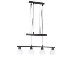 TRIO, Suspension, Freddy incl. 4 x LED,E14,4,0 Watt,3000K,320 Lm. Verre opale, Blanc, Corps: metal, Rouille antique L:78,0cm, L:10,0cm, H:180,0cm IP20,Hauteur rÃ©glable