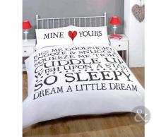 Just Contempo Mine ⥠Yours Parure de lit, Mélange de coton, Black & White (Red), Housse de couette king size