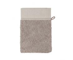 MÃVE Brooklyn Gant de Toilette uni avec une large bordure Ã chevrons 15 x 20 cm, FabriquÃ© en Allemagne, 85 % coton / 10 % viscose en pulpe de bambou / 5 % lin, Cashmere (Beige)