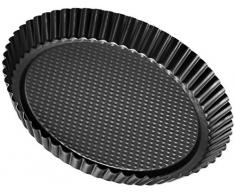 Zenker 6522 Moule à tarte 30 cm, moule pour tartes, plat à tarte, moule à tarte renversée, Acier inoxydable, Noir, 30 cm