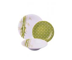Excelsa Magatama Service Assiettes 18Â PiÃ¨ces, Porcelaine, Vert Olive