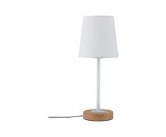 Paulmann 79636 Neordic Stellan Lampe de table, max. 1x20 W E27, blanc/bois, 230V, tissu/MÃ©tal/bois