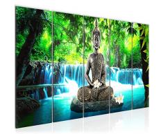 Tableau decoration murale Cascade de Bouddha 150 x 60 cm - XXL Impression sur Toile Salon Appartment 5 Parties - prêt à accrocher - 503556b