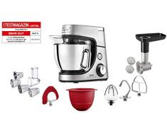 Krups KA631D Master Perfect Gourmet Robot culinaire 1100 W 8 vitesses Bol en acier inoxydable 4,6 l 5 accessoires : kit de pâtisserie, bol Flex, hachoir, hachoir à viande, acier inoxydable brossé