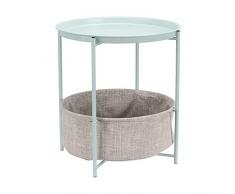 AmazonBasics Table dappoint ronde de rangement - Vert menthe avec tissu gris chinÃ©