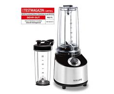 Krups KB181D Freshboost Blender To Go avec technologie sous vide, 3 x plus dantioxydants & vitamines pour renforcer le système immunitaire, 4 programmes, 2 gourdes 800 W en acier inoxydable/noir
