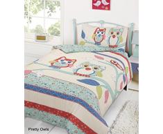 Dreamscene Parure de lit pour enfant réversible, Polyester, bleu/beige, simple