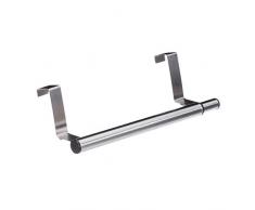 Relaxdays 10024088 Barre étirable support serviettes inox à suspendre porte armoire, 40 cm max, argenté, plastique, 8,5 x 25,5 x 9 cm