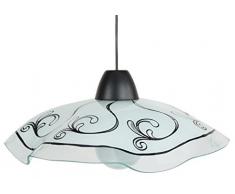 Tosel 11851 Suspension - Petra, Verre, Themomoulé, sérigraphie, E27, 100 W, Blanc dec