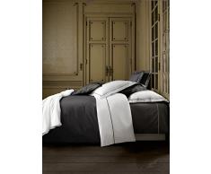 De Witte Lietaer Bumblebee Parure Percale Housse de Couette + Taies doreiller, Coton, Blanc/Gris foncÃ©, 260x240 cm