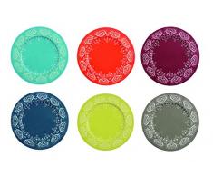 Villa dEste Home Tivoli Lot de 6 assiettes Mykonos Multicolores