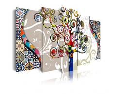 Dekoarte 482 - Tableau moderne sur toile montÃ© sur cadre en bois 5 piÃ¨ces XXL, style abstrait arbre de la vie, 200x100cm