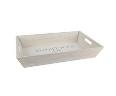 Totally Addict KA2529 Plateau de Service Rectangulaire, Bois, Blanc-Gris, 43,8 x 29 x 7 cm