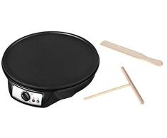 Team Kalorik Crêpière avec diamètre 30 cm, Répartiteur à Pâte et Spatule en Bois Inclus, Fonte dâaluminium, 1000 W, Noir, TKG CRM 1001 NYC